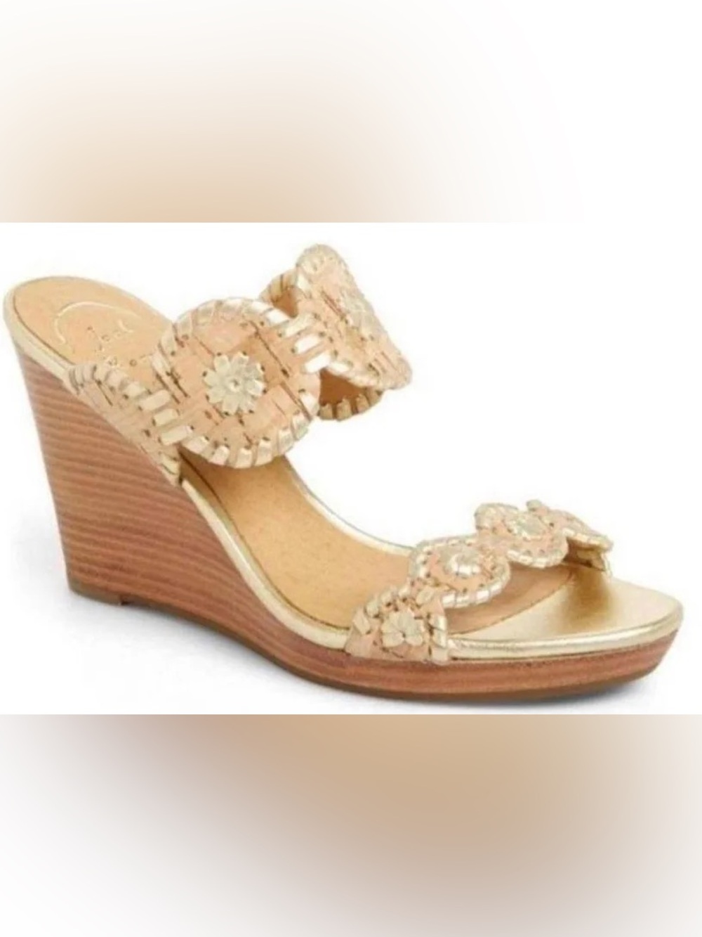 Jack Rogers Metallic Gold Braided Wedge Sandals